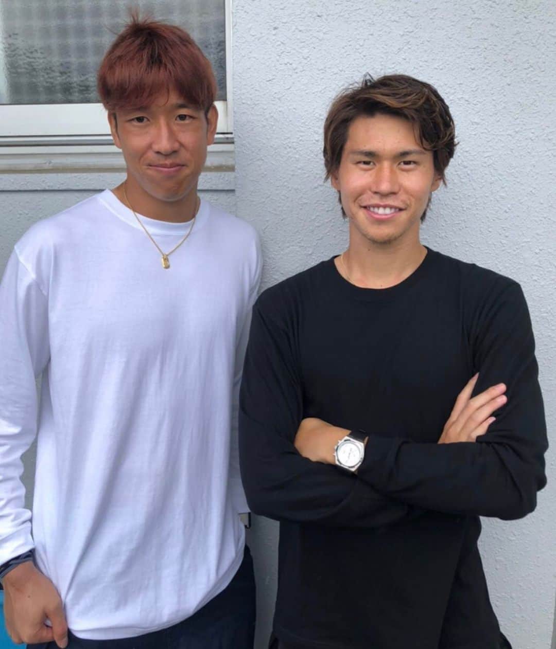 ピーター・ウタカのインスタグラム：「Fc Tokyo players! keeper Hayashi and midfielder Hashimoto looking Awesome wearing white and black long sleeves #PUclothing9 link in my bio. Follow my business page @pu_clothing9」