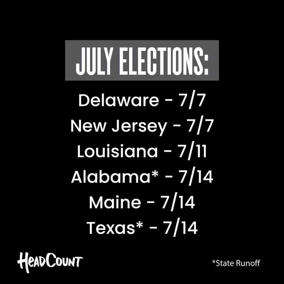 MGMTさんのインスタグラム写真 - (MGMTInstagram)「Primaries are still happening, 6 states are up this month! Tomorrow is DE and NJ, so get out there and vote! Take the time to verify your voter registration, get vote-by-mail info, know your ballot with headcount.org」7月7日 3時24分 - whoismgmt