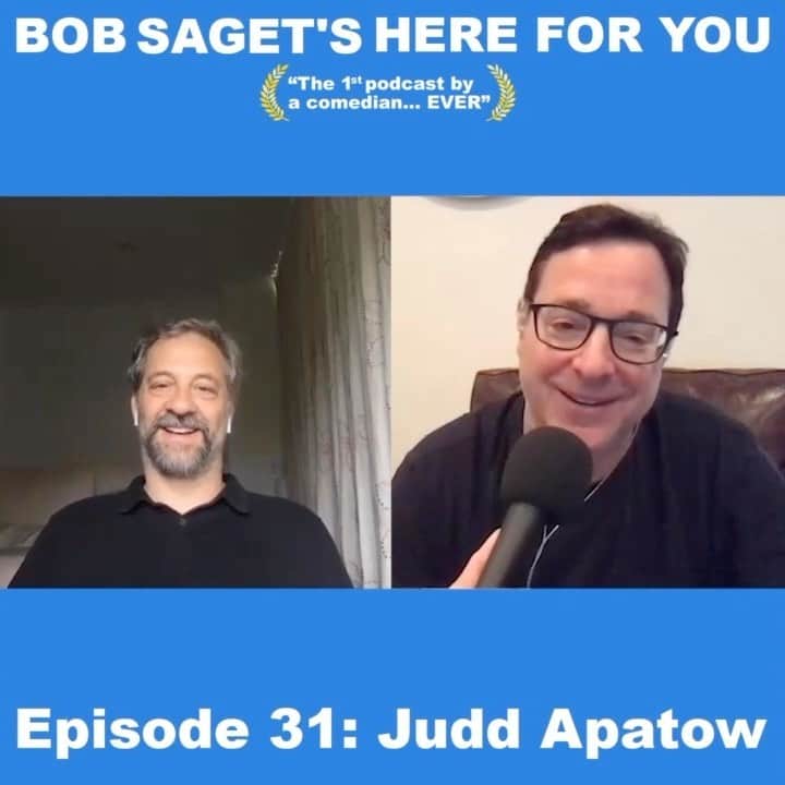 ボブ・サゲットのインスタグラム：「OUT NOW TODAY, my newest Podcast Episode #31, titled: “Judd Apatow and Bob Talk About The Pressure Cooker Year That is 2020” - Really enjoyed this conversation with the great @juddapatow @ApplePodcasts - Subscribe and listen now for free (duh) at:  apple.co/bobsaget And if you haven’t seen it, you owe it to yourself to stream Judd’s newest film that is so wonderful on every level, “The King of Staten Island,” starring Pete Davidson, Bill Burr, Marisa Tomei and Steve Buscemi. @thekingofstatenisland @wilfredburr @marisatomei  @applemusic @apple @applemusic #applepodcasts @studio71us @studio71fr @studio71it @studio71uk」