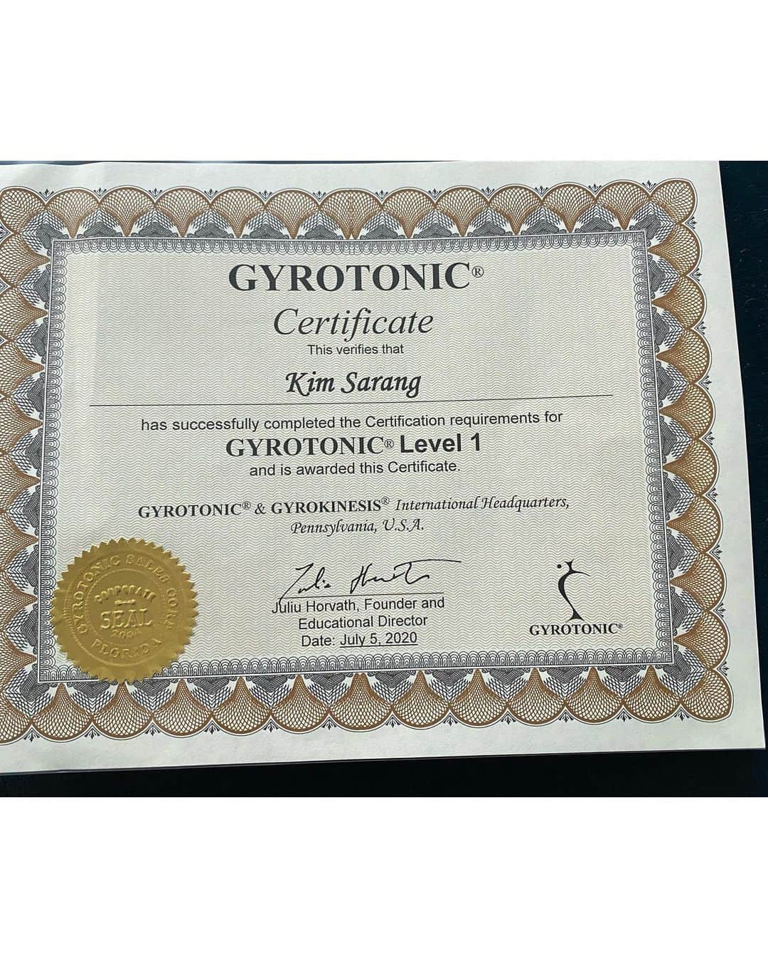 キム・サランさんのインスタグラム写真 - (キム・サランInstagram)「#Gyrotonic certificate 💕필라테스와 함께 내가 넘 좋아하는 운동~ 🏋️‍♀️」7月6日 19時39分 - sarangkim.love