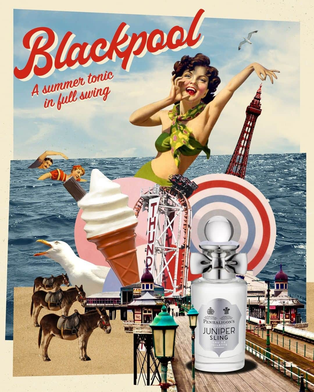 ペンハリガンさんのインスタグラム写真 - (ペンハリガンInstagram)「Six charming British getaways. Six iconic 30ml perfumes. Loosen your tie, and perhaps your morals, as you take in the bright lights of Blackpool - what a gift! - There’s a new amusement around every corner here, and the gin flows like water.  A Summer Tonic in Full Swing, a perfect match for Juniper Sling. #wishyouwerehere #summertime #scentsofsummer #blackpool #junipersling」7月6日 20時27分 - penhaligons