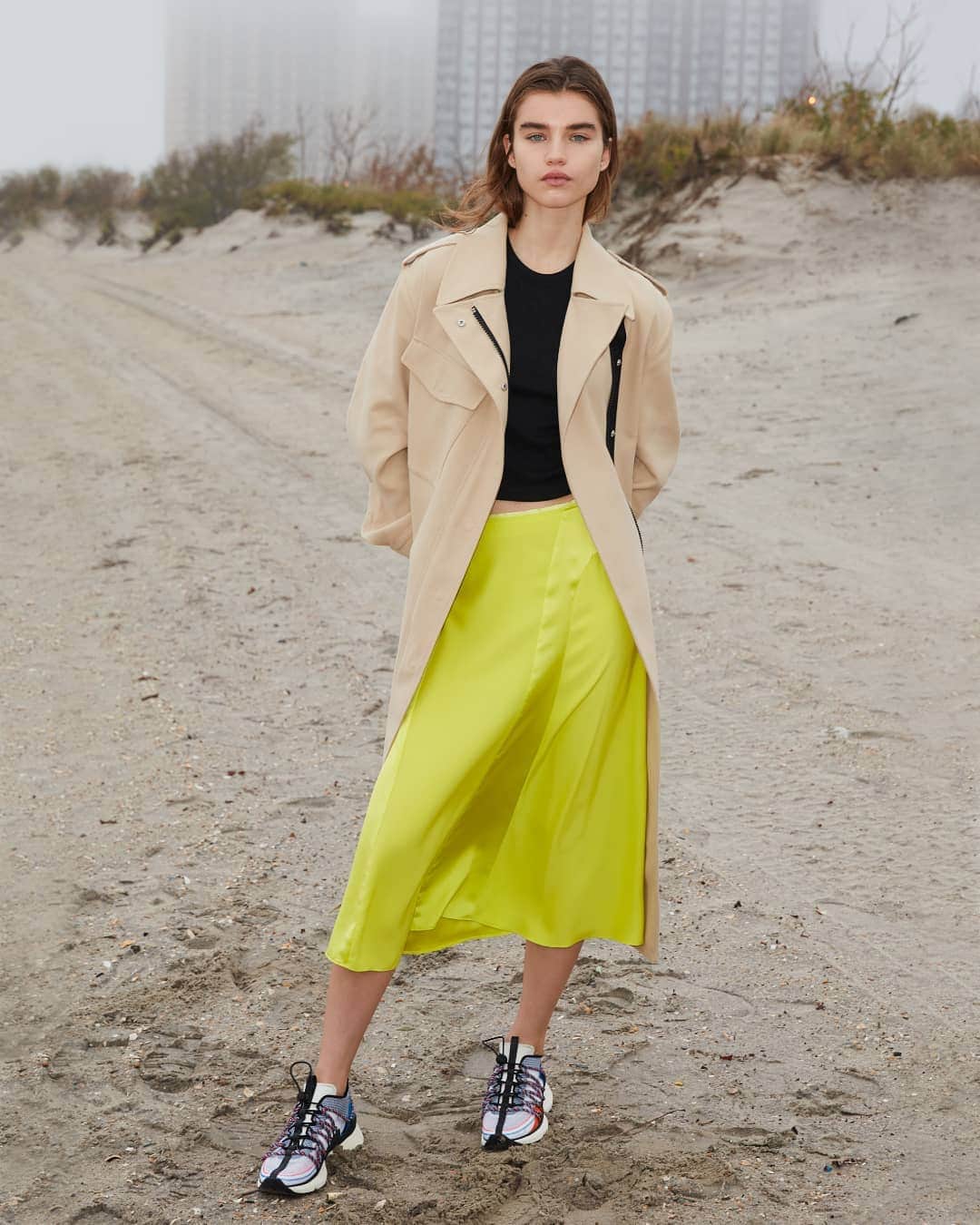 ラグ&ボーンのインスタグラム：「Brighten up a foggy day with the Lucille Skirt in Lime Green. High summer collection. Online now.」