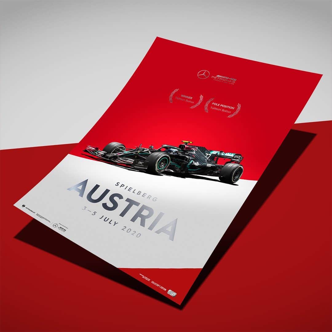 MERCEDES AMG PETRONASさんのインスタグラム写真 - (MERCEDES AMG PETRONASInstagram)「Another beauty for the collection 😍 Remember the epic 2020 #AustrianGP with this exclusive Collector's Edition @iamautomobilist poster celebrating @valtteribottas' win in Spielberg! 🏆  Check out our link in bio and get yours today! 👊」7月7日 1時29分 - mercedesamgf1