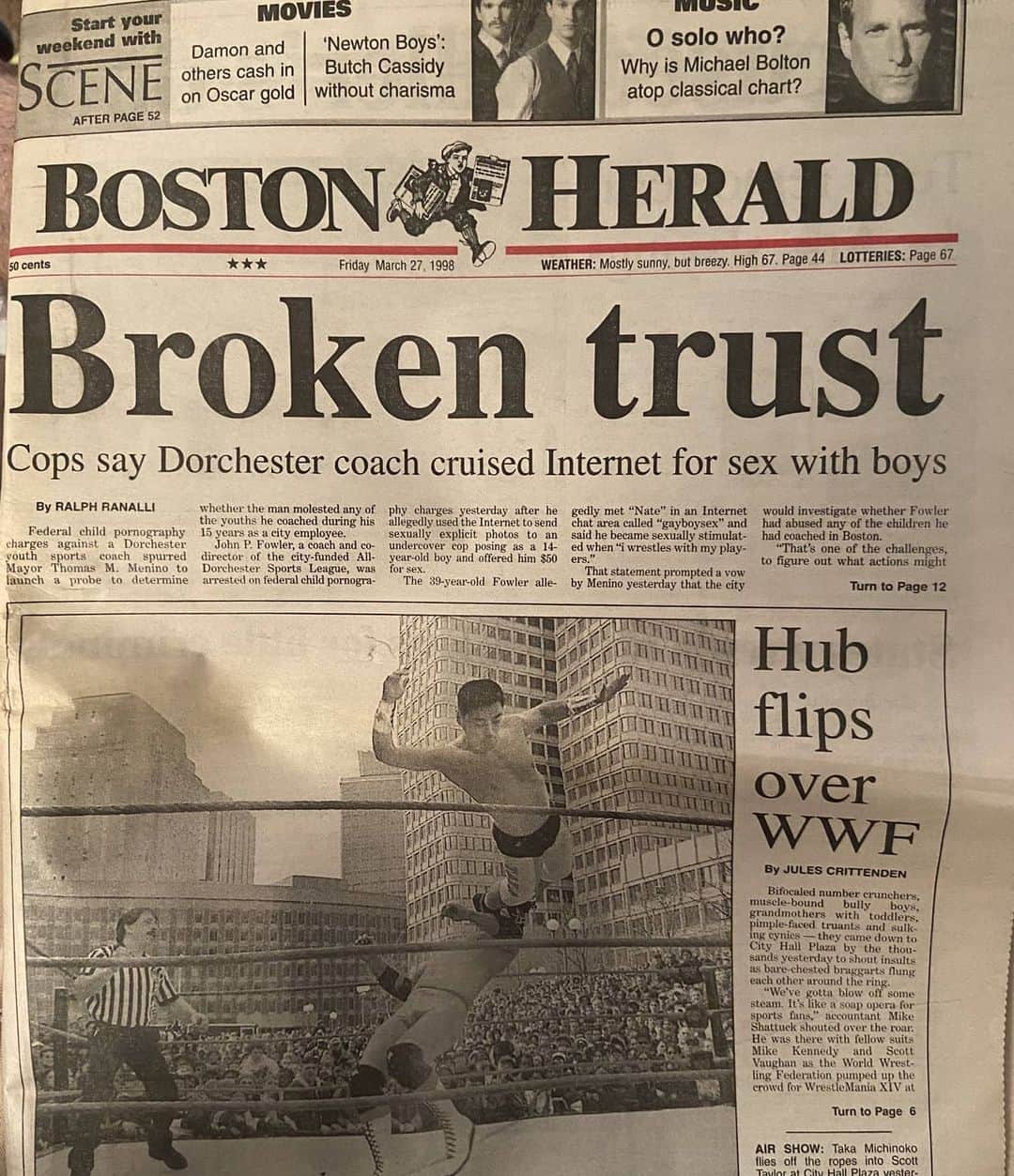 TAKAみちのくさんのインスタグラム写真 - (TAKAみちのくInstagram)「22年前かな  ボストンで新聞の１面を飾ったことがあった  I was 24.  #画像フォルダーから見つけた思い出の一枚」7月7日 12時38分 - takam69