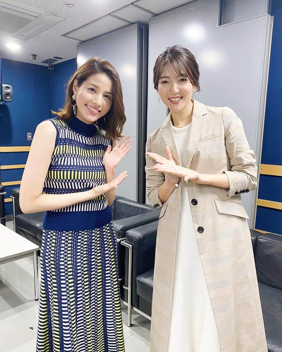 淡輪優希のインスタグラム：「#ジャンクスポーツ 収録後📹❣️ . 永島アナはじめましてでしたが、お美しすぎて🥺✨収録中にお隣にいらっしゃったので淡輪ずっと見惚れておりました。笑　とっても気さくで気遣いも完璧な素敵な方💐一瞬で好きになりました(笑 #フジテレビ　#永島優美 アナ　#ジャンクsports」