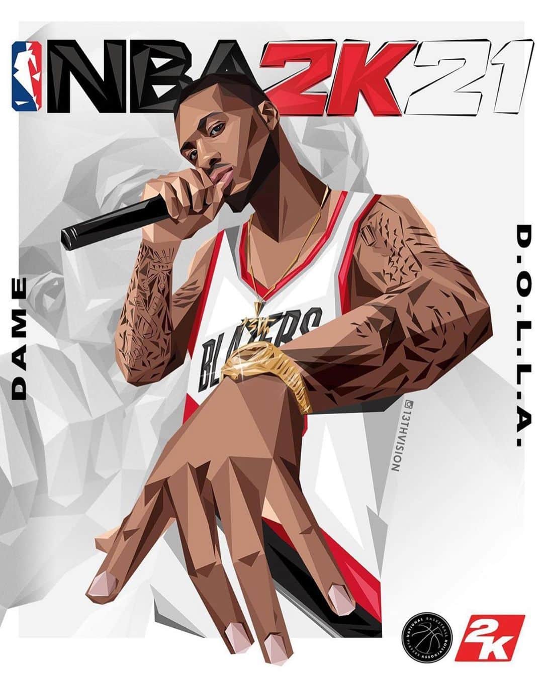 デイミアン・リラードのインスタグラム：「What do y’all think about this #DameDOLLA x #NBA2K21 concept cover mocked up by @13thvision? Hit the link in my bio to pre-order #NBA2K21 now. #YKWTII ⌚️」