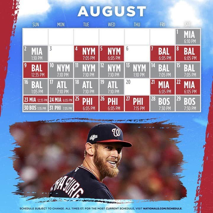 ワシントン・ナショナルズさんのインスタグラム写真 - (ワシントン・ナショナルズInstagram)「Ladies and gentlemen, your 2020 60-Game Washington Nationals Schedule.」7月7日 7時13分 - nationals