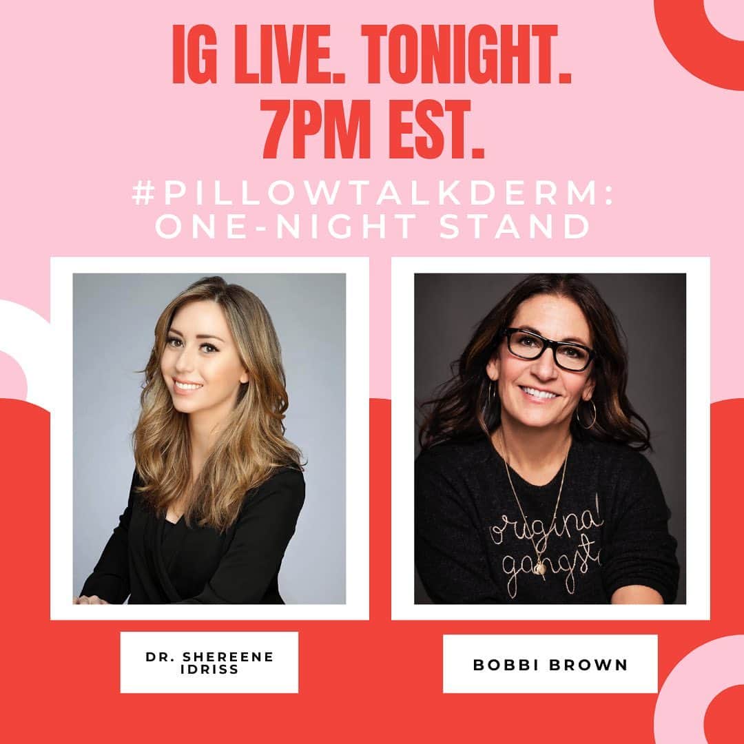 ボビー・ブラウンのインスタグラム：「I’m staying up past my bedtime tonight!!! That’s how you know  this one is extra special.  Catch me on One Night Stand with celeb dermatologist & skin guru @shereeneidriss in LESS THAN 1 HOUR. Get cozy & join us for an epic chat about all things beauty, skin, & routine.」