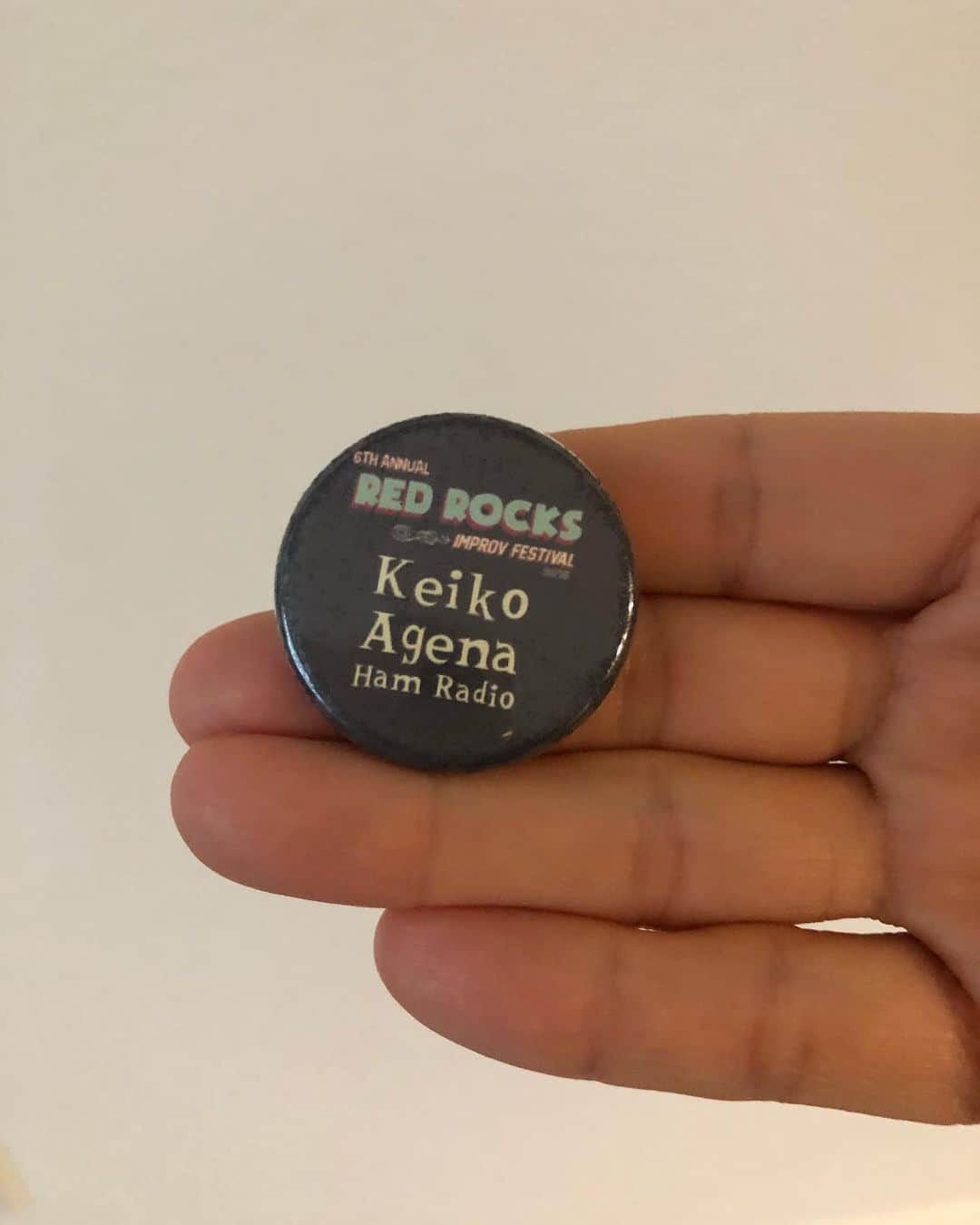 ケイコ・アジェナさんのインスタグラム写真 - (ケイコ・アジェナInstagram)「We placed Tilt at Hollywood Forever today. (A memorial will follow at a later time) Erica happened to bring Tilt’s pin from the Red Rocks Improv festival to place in the niche with him.  I remember that festival. It was such a special experience. Tilt and I performed a set, just the two of us. We followed a wonderful, high energy, large group doing musical improv. It was thrilling to feel the pressure of playing to a crowd that didn’t know us and might not like the style we were about to do. It forced me to trust him more. And I did. We were in this together. There was no one else to “save us.” It turned out to be one of my favorite shows I have done with him. We actually made a road trip out of it, driving up from California. ❤️ I saved my pin as well. I’ll never forget it. Thank you Tilt Tyree. Thank you for picking me to play with.」7月7日 11時18分 - keikoagena