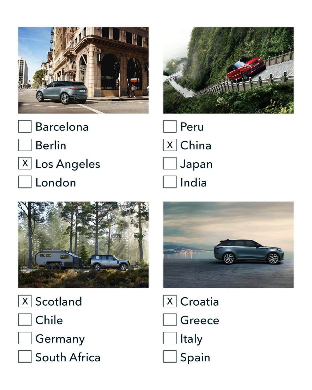 Land Roverさんのインスタグラム写真 - (Land RoverInstagram)「Did you guess correctly exactly where in the world our Land Rovers were located in the quiz on our last post? See the answers here.   #LandRover #AdventureCalling  #Adventure  #OffRoad #4x4 #RangeRover #Velar #Discovery #Evoque #DEFENDER #RangeRoverSport」7月7日 21時49分 - landrover