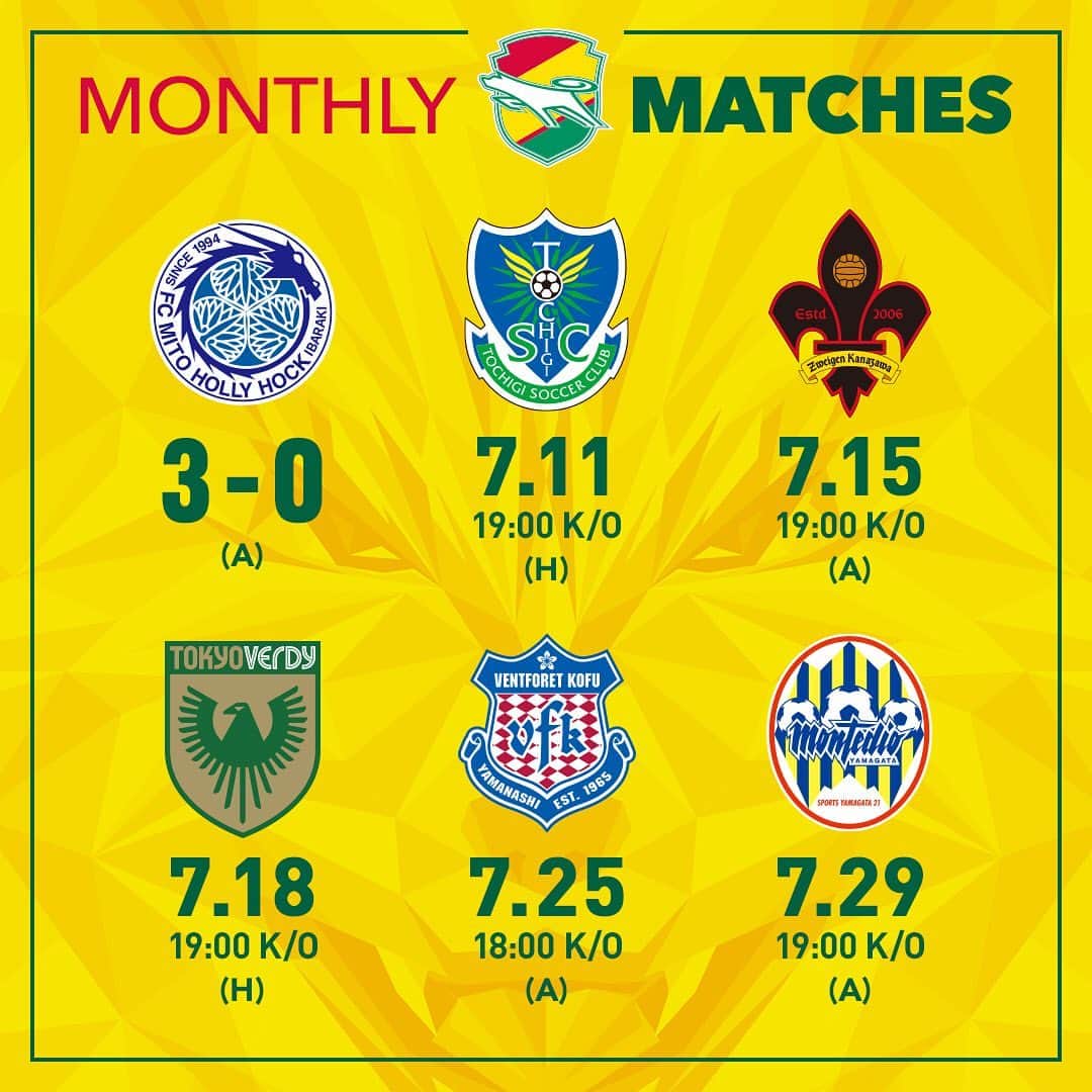 ジェフユナイテッド市原・千葉のインスタグラム：「MONTHLY MATCHES  vs 水戸ホーリーホック 3◯0  NEXT GAME 📆7.11🕖19:00 kick off vs 栃木SC  #jefunited #ジェフ千葉 #jleague #Jリーグ #monthly」