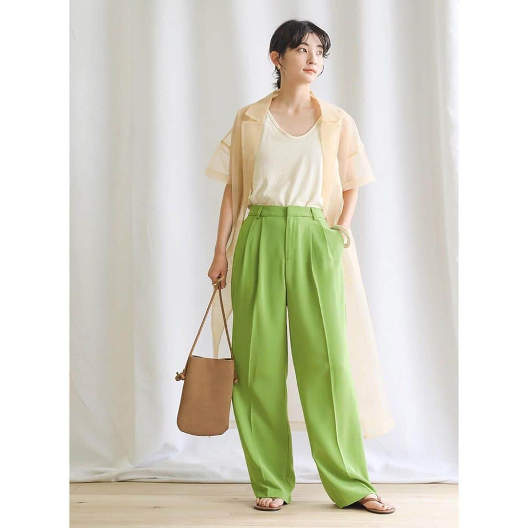 moca さんのインスタグラム写真 - (moca Instagram)「. 【new arrivals】 . 7/7(tue)18:00～ . no.10008624 DOUBLE TUCK STRAIGHT PANTS 4540yen +tax orange/green/black . #selectmoca」7月7日 18時10分 - selectmoca