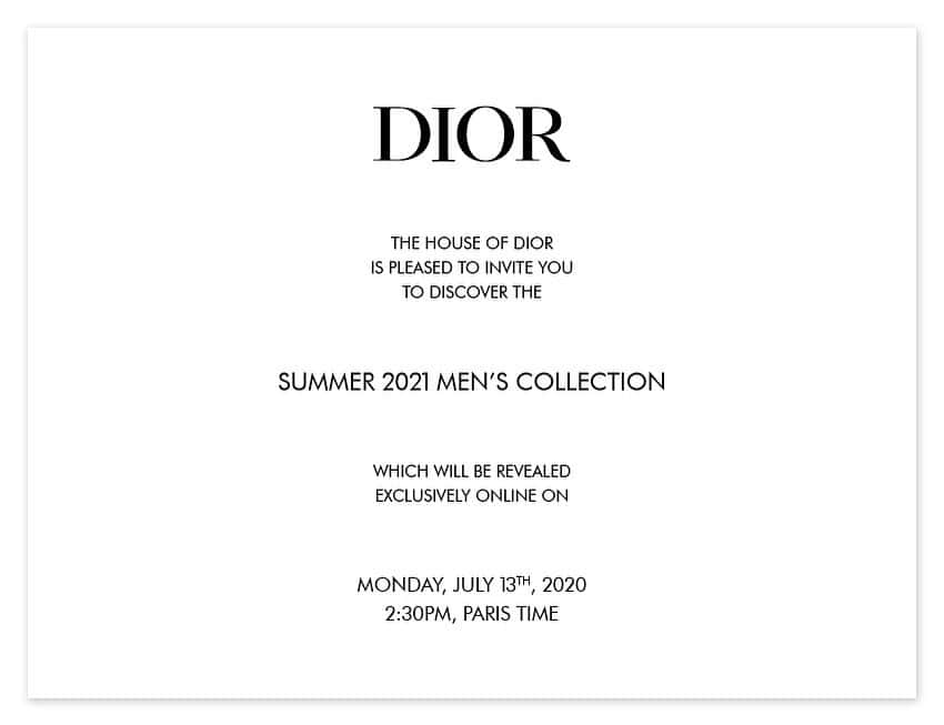 キム・ジョーンズのインスタグラム：「Summer 2021 will be shown digitally on  Monday 13 th July at 2 30 pm Paris time」