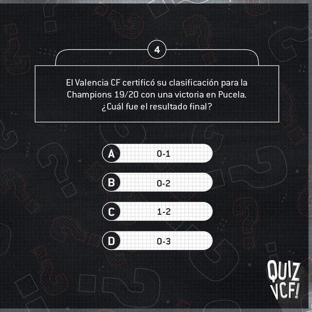 バレンシアCFさんのインスタグラム写真 - (バレンシアCFInstagram)「🕹️ ℚ𝕌𝕀ℤ 𝕋𝕀𝕄𝔼! #ValenciaValladolid 🦇 . 5⃣ Preguntas❓ 4⃣ Opciones 🙇🏽‍♂️ 1⃣ Respuesta ✅ . Descubre la opción correcta en nuestros STORY ⤴️ . #AMUNTWorld 🌏」7月7日 20時38分 - valenciacf