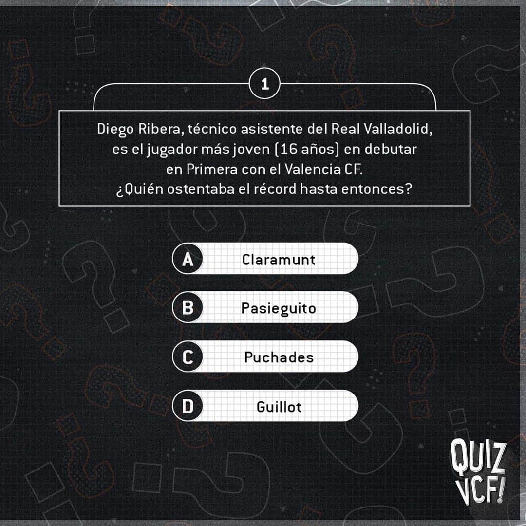 バレンシアCFさんのインスタグラム写真 - (バレンシアCFInstagram)「🕹️ ℚ𝕌𝕀ℤ 𝕋𝕀𝕄𝔼! #ValenciaValladolid 🦇 . 5⃣ Preguntas❓ 4⃣ Opciones 🙇🏽‍♂️ 1⃣ Respuesta ✅ . Descubre la opción correcta en nuestros STORY ⤴️ . #AMUNTWorld 🌏」7月7日 20時38分 - valenciacf