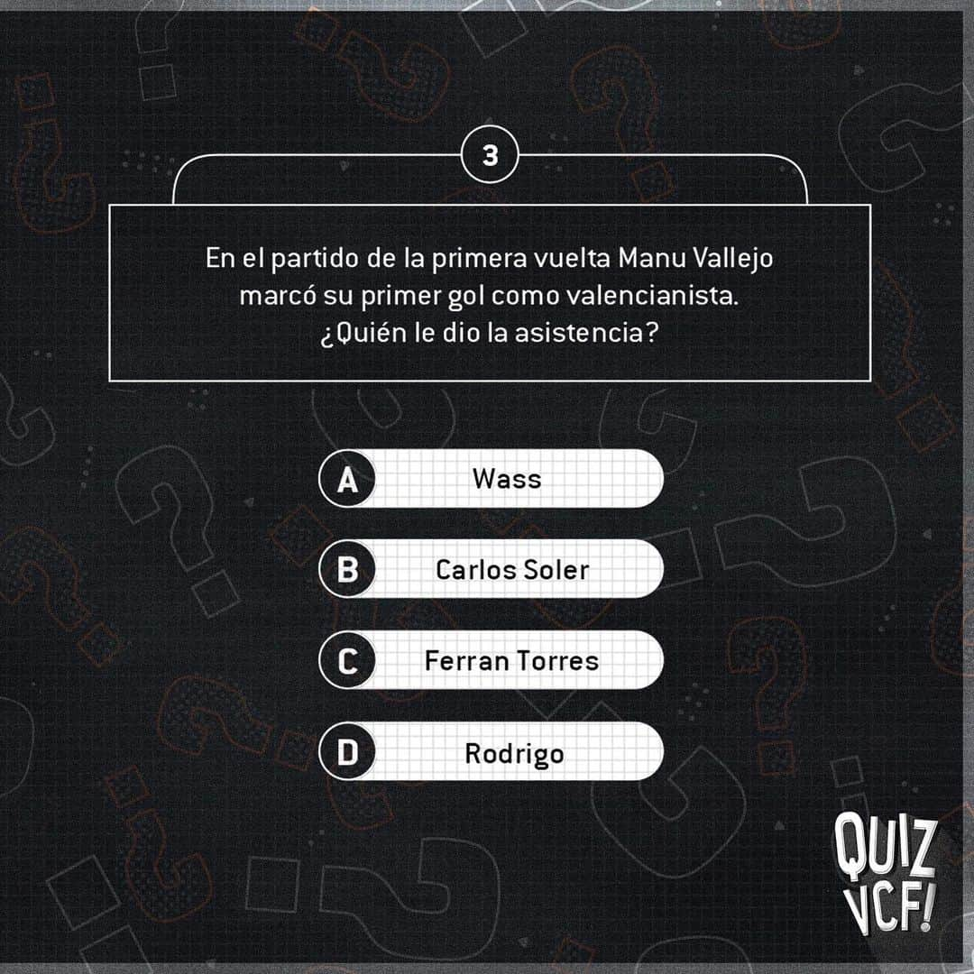 バレンシアCFさんのインスタグラム写真 - (バレンシアCFInstagram)「🕹️ ℚ𝕌𝕀ℤ 𝕋𝕀𝕄𝔼! #ValenciaValladolid 🦇 . 5⃣ Preguntas❓ 4⃣ Opciones 🙇🏽‍♂️ 1⃣ Respuesta ✅ . Descubre la opción correcta en nuestros STORY ⤴️ . #AMUNTWorld 🌏」7月7日 20時38分 - valenciacf