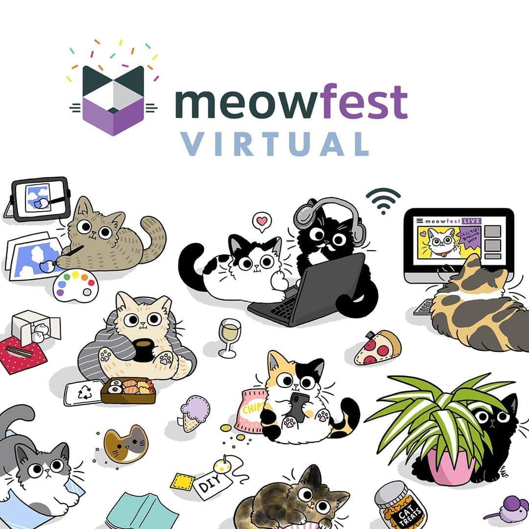 Pudgeのインスタグラム：「Just 4 DAYS until @meowfestival Virtual weekend, where Pudge will show you how to make your own raw cat food! It's not too late to join the purrty--visit meowfest.com/tickets to get your General Admission passes, which will give you access to most event content for a full year!」