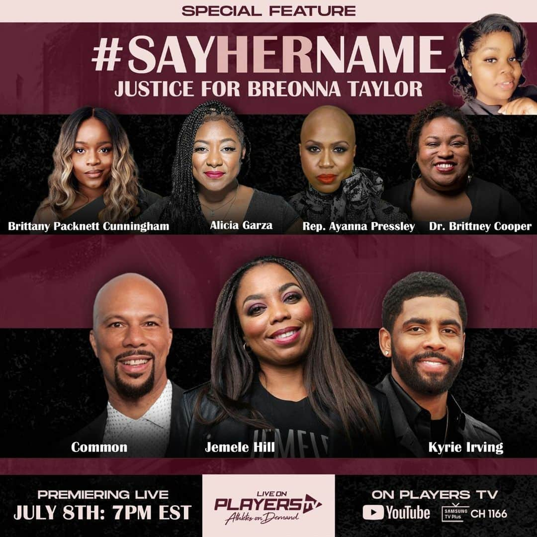 コモンさんのインスタグラム写真 - (コモンInstagram)「#SayHerName: It has been over 100 days since Breonna Taylor was Murdered by police. I'm honored to stand alongside these incredible Black Women and my brother Kyrie Irving to demand justice for our dear sister Breonna. Join us for a special program tomorrow at 7 PM ET on @PlayersTV’s YouTube. Link coming! #BlackLivesMatter」7月8日 6時54分 - common