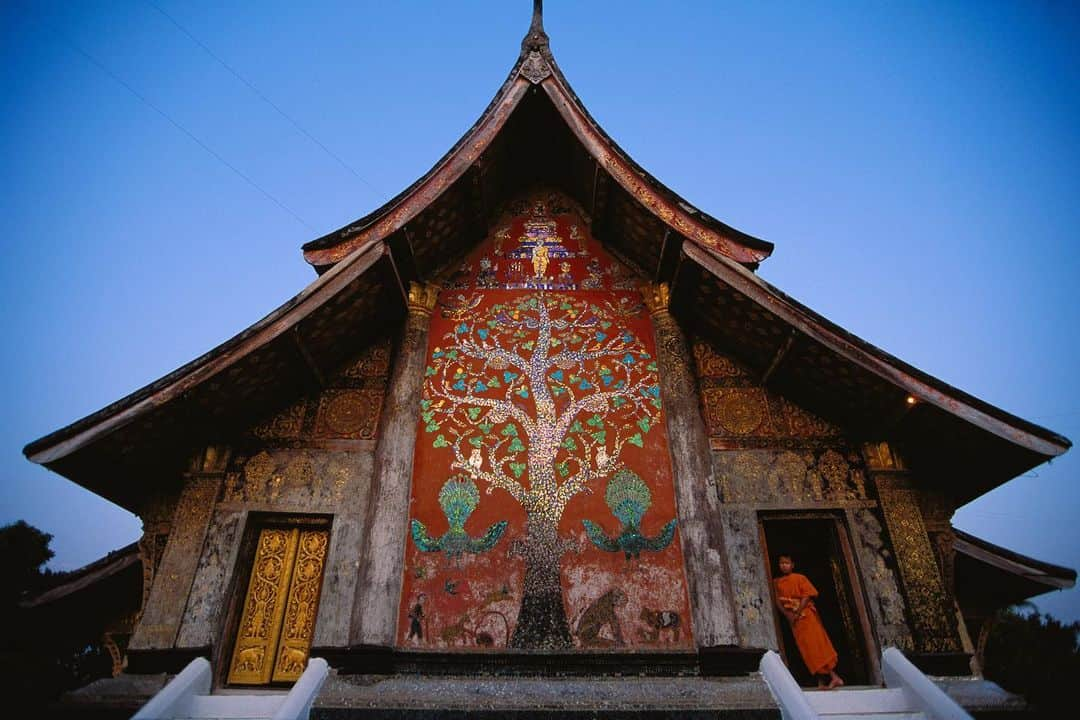 Michael Yamashitaさんのインスタグラム写真 - (Michael YamashitaInstagram)「Monks and monasteries in Luang Prabang, the former Royal Capital of Laos, justly famous for its 33  temples and UNESCO World Heritage sites. Hard to get “templed out”  here with its mix of friendly folks and world class architecture, a photographer’s paradise. And orange is a favorite color. #luangprabang #monks #buddhism #laos #worldheritage」7月8日 7時20分 - yamashitaphoto