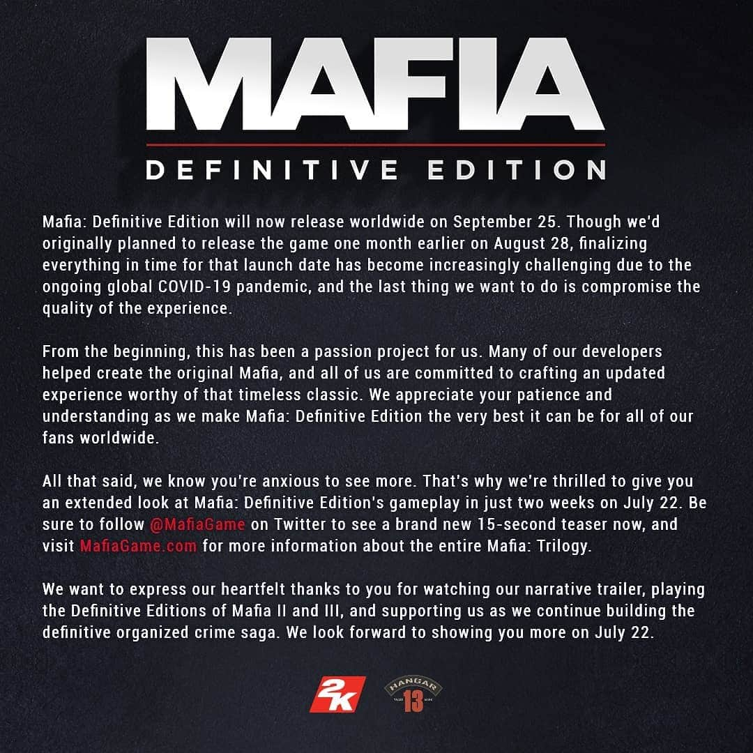 2Kさんのインスタグラム写真 - (2KInstagram)「A development update for Mafia: Definitive Edition」7月8日 0時00分 - 2k