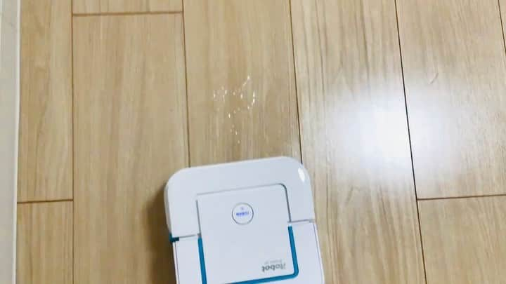 櫻井健一朗のインスタグラム：「拭き掃除ロボットブラーバちゃん。  雑巾掛けを代わりにやってくれるロボットです。  充電ステーション型はうちにはルンバがいますし、ステーション自体を部屋に置かないといけないのが嫌で、バッテリー型のこちらのモデルにしました。使うとき以外は洗面台の下の収納に入れてます。  タンクに入れた水を少量ずつ噴射しながら進むという。（水はラグやじゅうたんなどにはかけないようにできています）  段差のセンサーもついているのですがすごくたまに玄関の段から落ちて帰れなくなっています。（いとおしい）  水拭きと、乾拭きモードがあります。多少のホコリくらいなら乾拭きでだいたい絡めとってくれています。  #ブラーバ #iRobot #braava  #36歳 #独身 #芸人  #一人暮らし  #哀愁」