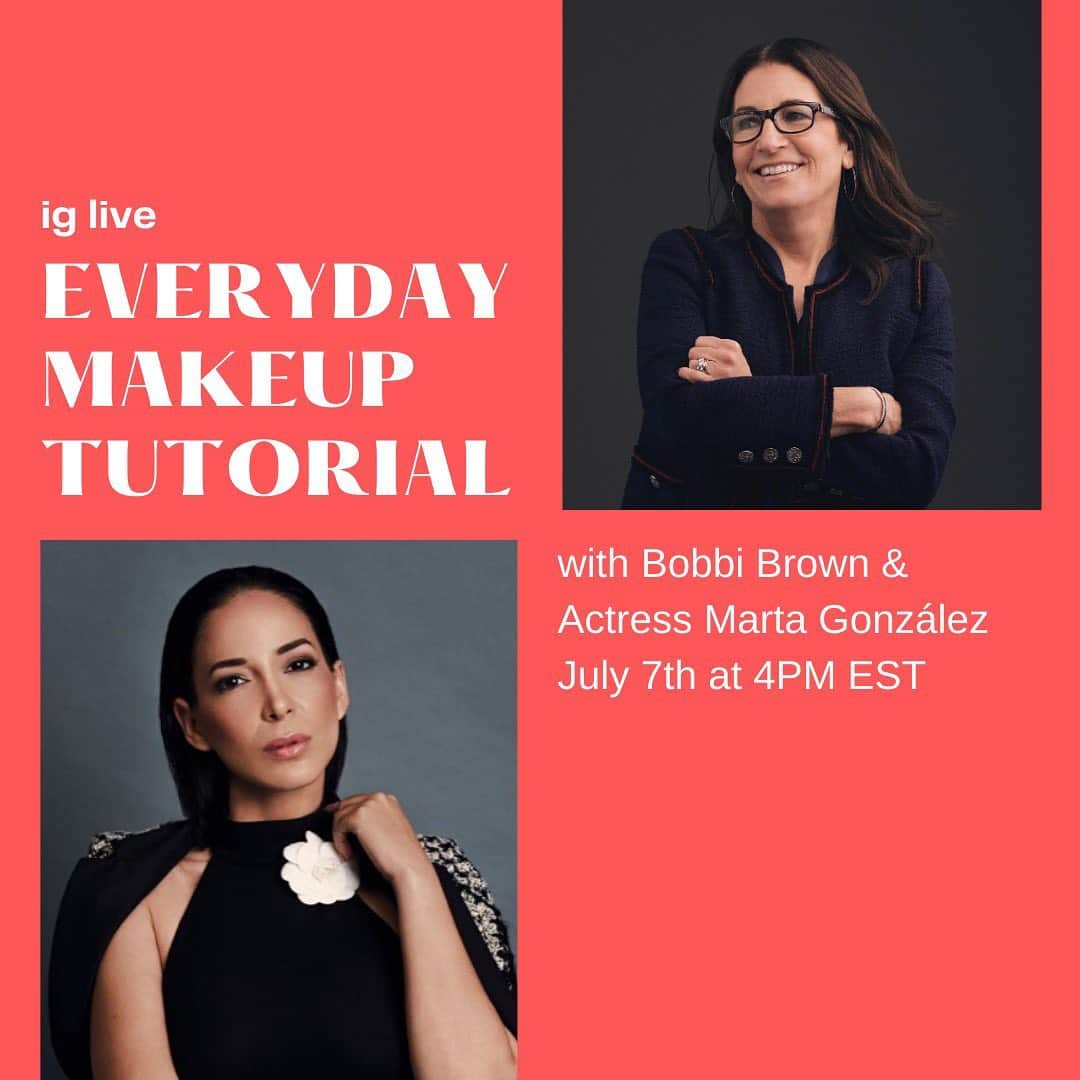 ボビー・ブラウンのインスタグラム：「Join me today on IG Live as I give the beautiful Dominicana actress @martagonzalezofficial a step by step makeup tutorial. Bring your makeup bag & all your questions. And in case you miss it, check out my IGTV after.」
