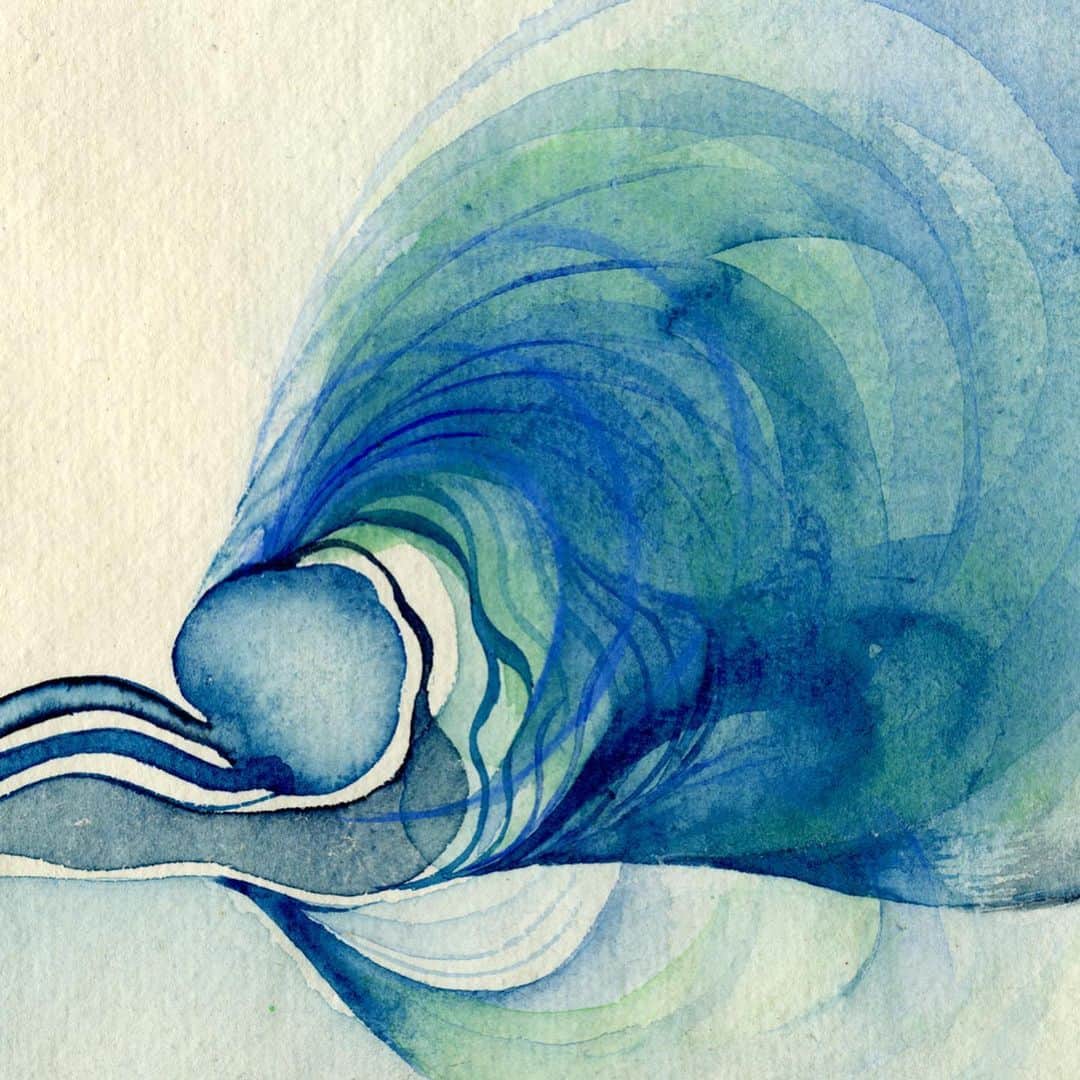 下條ユリさんのインスタグラム写真 - (下條ユリInstagram)「・ Float, 2018 Gansai watercolor on paper 11 3/4 × 8 1/4 in 29.8 × 21 cm (sold)  ・ #yurishimojo_watercolors  #JapaneseWatercolor」7月8日 6時23分 - yurishimojo