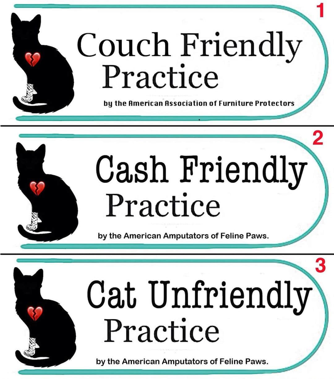 City the Kittyさんのインスタグラム写真 - (City the KittyInstagram)「Hey, we really need your input! 👍🏻🐾 Two years ago we did a BIG survey of 156 random American Association of Feline Practitioners ( @catfriendlyhomes )CAT FRIENDLY PRACTICES in 10 states and found that 85% of them perform declawing. 🙀😾😾😾😾👎🏻  Declawing is the opposite of CAT FRIENDLY since it is an inhumane, mutilating, and unnecessary amputation procedure that is always bad for the long term health and well-being of a cat. 😿 . We want to use one of these on a mobile billboard truck and have them stop by AAFP CAT FRIENDLY PRACTICES and also in front of the practices of the hypocritical leaders of AAFP for a photo op. . Please let us know which one you think is the best and why.🐾👍🏻 . Also, please sign our petition to AAFP that’s on our Instagram bio link or at citythekitty.org! Your voice matters!  ❤️🐾 Here's more about AAFP's dirty little secret. http://citythekitty.org/american-association-of-feline-practitioners-aafp-and-their-dirty-little-secret/ . #CatVets #CatFriendlyPractice #CatFriendly #AAFP #catvet #catfriendlyclinic #pawfriendly」7月8日 8時49分 - citythekitty