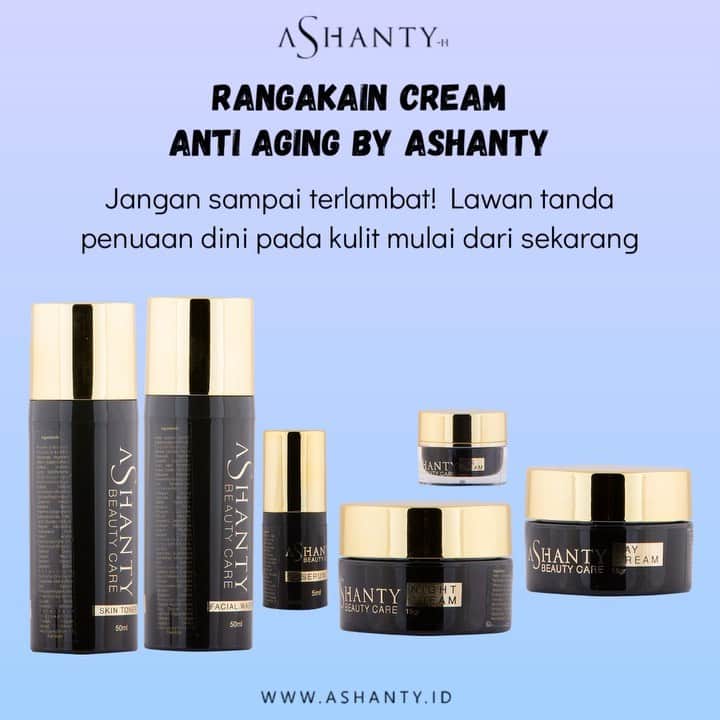 ASHANTY BEAUTY CREAM OFFICIALのインスタグラム：「Satu paket cream Anti Aging berisi : • Day cream • Night cream • Serum • Facial Wash  • Toner • Eyecream  Dan dapatkan juga free exclusive pouch sehingga mempermudah kamu untuk membawa rangkaian cream by @ashantyid 🖤  Gunakan rutin setiap hari dan lawan tanda penuaan diri mulai dari sekarang ✨  _____________________________ Informasi dan pemesanan  Ashanty Beauty Cream Chat Via WA : WA: 081287388885 WA: 081293823950 WA: 087778489900 WA: 085781140354 ⚡️ Fast Respons Click Link On Bio Instagram @ashantyid ❣️ ______________________________ #ashantybeautycream #creamashanty #skincareashanty #skincare #skincareartis #skincarelokal #creamwajah #creamperawatanwajah #obatjerawat #jerawat #kosmetik #krimwajah #creamwajah #whiteningcream #ashantyid #ashanty」