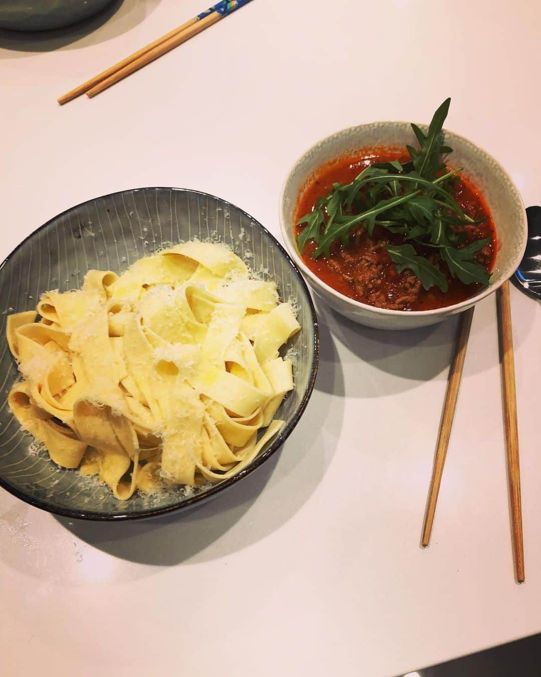 土井雪広のインスタグラム：「ボロネーゼつけ麺。 開発に時間かかったわ〜w  #original #家飯」