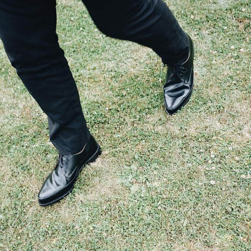 のインスタグラム：「The leather soled Diano Gibson in black leather. An all time classic. Understated elegance with just enough edge. Goodyear welted single leather sole 📷 @alistairwaterfield」