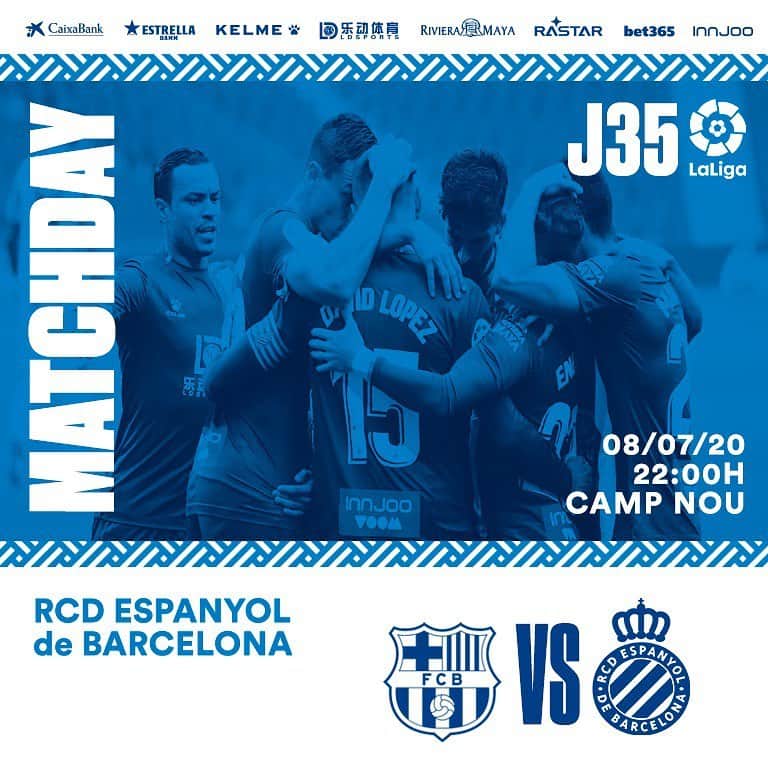 RCDエスパニョールさんのインスタグラム写真 - (RCDエスパニョールInstagram)「‪⚽ MATCHDAY FC Barcelona 🆚 RCD Espanyol 🕙 22h 🏟 Camp Nou 🗓️ Jornada 35 - #EspanyoldeBarcelona  #RCDE  #BarçaEspanyol」7月8日 15時00分 - rcdespanyol