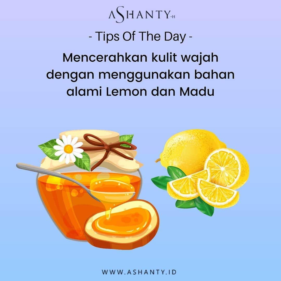 ASHANTY BEAUTY CREAM OFFICIALのインスタグラム：「Tips Of The Day,  Cara mencerahkan wajah secara alami dengan menggunakan Lemon dan Madu.  Air lemon dan madu bisa mencerahkan kulit wajah karena kandungan vitamin C yang kaya di dalam lemon dan juga kandungan antibakteri yang ada pada madu. Selain itu, lemon dan madu juga bisa mencegah kulit dari jerawat dan komedo. Cara membuat masker ini sangatlah mudah. Cukup campur satu sendok teh madu dengan buah lemon yang sudah diperas, kemudian oleskan pada muka dan diamkan selama 15 menit.  Sumber : https://bit.ly/3gy54qU _____________________________ Informasi dan pemesanan  Ashanty Beauty Cream Chat Via WA : WA: 081287388885 WA: 081293823950 WA: 087778489900 WA: 085781140354 ⚡️ Fast Respons Click Link On Bio Instagram @ashantyid ❣️ ______________________________ #ashantybeautycream #creamashanty #skincareashanty #skincare #skincareartis #skincarelokal #creamwajah #creamperawatanwajah #obatjerawat #jerawat #kosmetik #krimwajah #creamwajah #whiteningcream #ashantyid #ashanty」