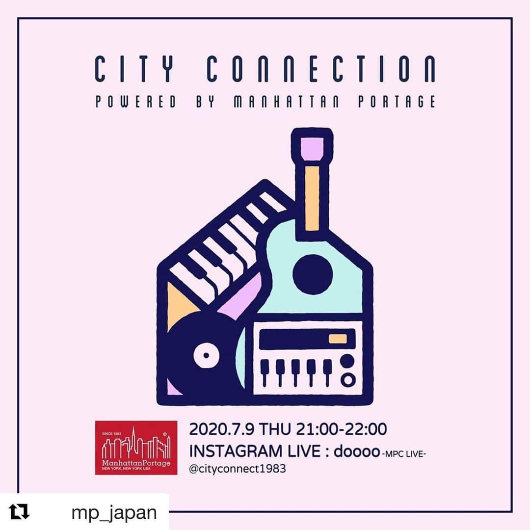 なごむさんのインスタグラム写真 - (なごむInstagram)「※ 明日はまっすぐ家に帰ろう。  #Repost @mp_japan with @get_repost ・・・ . . City Connection Instagram Live Vol.2 配信！ . Manhattan Portage が立ち上げた音楽プロジェクト“City Connection”はインスタライヴをおこなうアーティストをサポートしていきます。 Vol.2はCreativeDrugStoreよりdooooがMPC Liveをお届け！ . City Connection Instagram Live Vol.2 2020/7/9 (Thu)  21:00 - 22:00 . Guest：doooo (CreativeDrugStore) -MPC Live- . City Connection（ @cityconnect1983 ）のアカウントからご視聴できます。 Instagramアカウントをフォローしてお待ちくださいませ。 .  ※＠doooo_cds とのコラボ配信を予定していましたが限られた条件の中で音質の向上を目指して@cityconnect1983 から1画面にてdooooのMPC LIVEをお届けします。  .  <doooo> クリエイター集団CreativeDrugStore所属。様々なアーティストにトラック提供をおこなう。初の12inchレコード「STREET VIEW/PURPLE FLOWER」をシングル曲ながらも2,000円という高値で販売した為に各方面から批判を浴びる。1stアルバム『PANIC』ではジャケットに人肉MPCを使用した為にリスナーの皆様から引かれる。その他に嫁の肩もみ、買い物の手伝いなど、精力的に活動を行っている。 . #cityconnection #manhattanportage #instagramlive #doooo #creativedrugstore」7月8日 22時21分 - matsumotoooooo