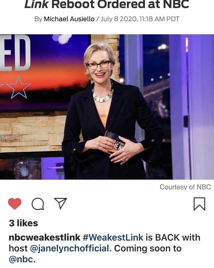 ジェーン・リンチさんのインスタグラム写真 - (ジェーン・リンチInstagram)「I’m thrilled!! AND honored and fully aware of the enormity of the task ahead given the majesty of the original host. (Anne Robinson made me say that last part.) @nbcWeakestLink」7月9日 4時17分 - janelynchofficial