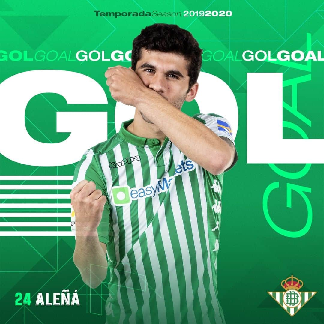 レアル・ベティスさんのインスタグラム写真 - (レアル・ベティスInstagram)「97’ ⏱⚽ ¡GOOOOL DEL #REALBETIS! 👏👏 ¡Gooool de Aleñá! -- 97' ⏱⚽️ GOAL! 👏 Aleñá closing it in style! Also a first!  💚⚪ #RealBetisOsasuna 3-0 🔴🔵  #DíaDeBetis」7月9日 5時30分 - realbetisbalompie