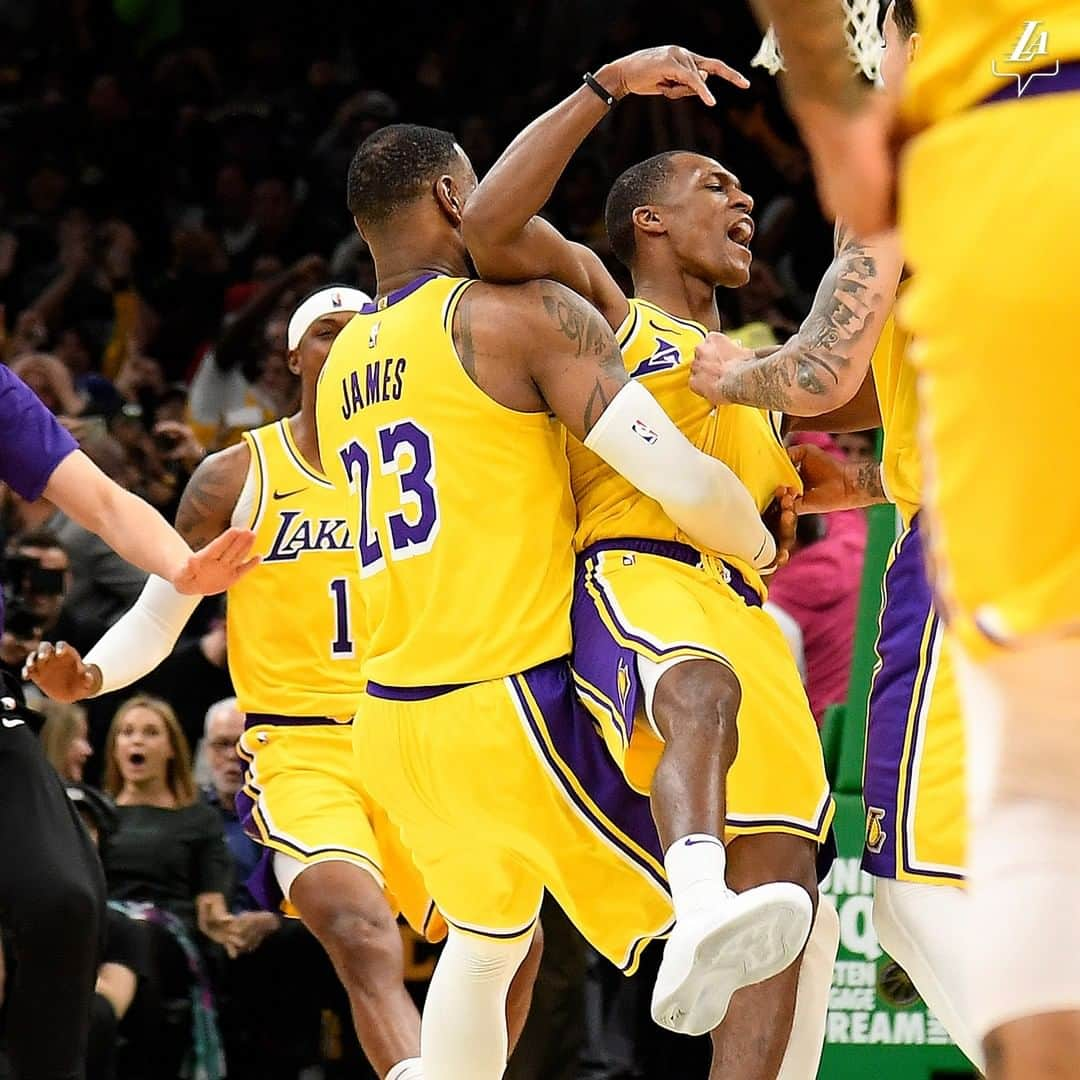 Los Angeles Lakersさんのインスタグラム写真 - (Los Angeles LakersInstagram)「Rondo's first game in Boston as a Laker. You know he had to end it. #BestOfLakersCeltics」7月9日 5時33分 - lakers