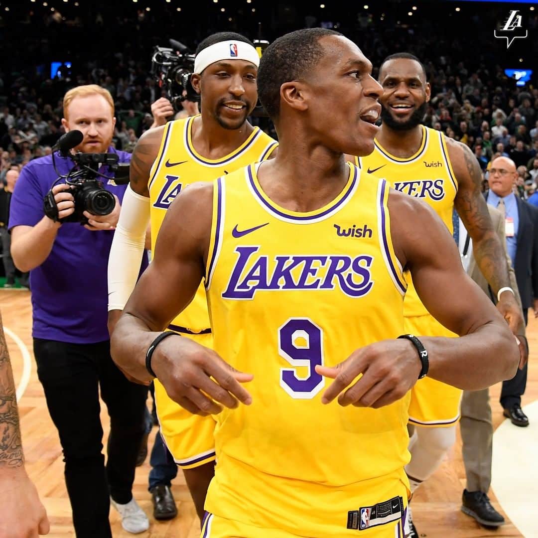 Los Angeles Lakersさんのインスタグラム写真 - (Los Angeles LakersInstagram)「Rondo's first game in Boston as a Laker. You know he had to end it. #BestOfLakersCeltics」7月9日 5時33分 - lakers