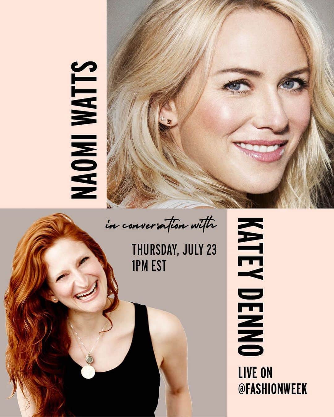 Fashion Weekさんのインスタグラム写真 - (Fashion WeekInstagram)「Set your reminder! @naomiwatts and celebrity makeup artist @kateydenno are LIVE on @fashionweek today, 7/23, at 1pm EST. Tune in as they discuss 'going green' with your beauty routine and answer your questions!」7月23日 22時57分 - fashionweek