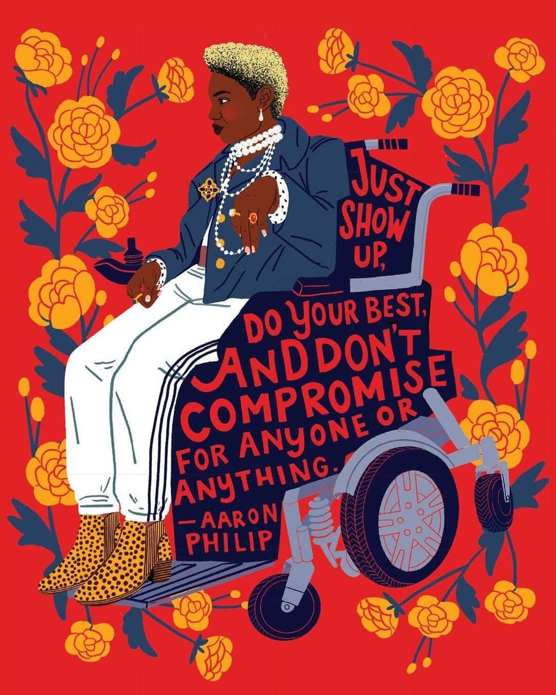 Grace Bonneyのインスタグラム：「This image has been on my mind a lot lately. I keep it saved on my phone and find that it’s been beyond helpful to remember to just keep showing up, over and over. Doing our best, acknowledging when we haven’t, and working to do better- all of these steps are such important parts of the work that needs to be done today and every day, always. I appreciate the people in my life that have held me accountable (and still do) and I hope as this feed transitions and finds it’s new chapter, it can be a place for others to show up and share their stories and experiences. [Image of @aaron___philip by @salini.banana from @workmanpub “The Future Is Female” wall calendar coming out in 2021.]」