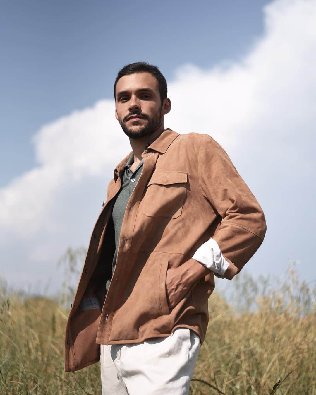 カナーリのインスタグラム：「About #SummerMemories. Manuel Otgianu is portrayed wearing a #CanaliSS20 look. #Canali1934 #menstyle #menswear #MadeInItaly」