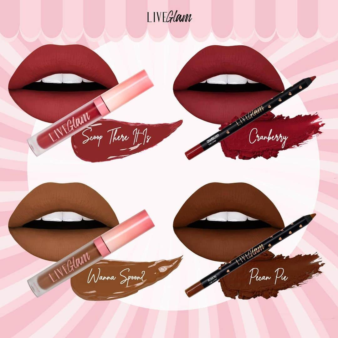 LiveGlamさんのインスタグラム写真 - (LiveGlamInstagram)「AVAILABLE NOW: #LiveGlam August 2020 Lippie and Brush Club Collections! 🍦💄  👄Scoop There It Is: Like the cherry on top, this true red shade will last through every bite of your sundae! 👄 Cranberry: This rich, cranberry toned lip liner is the perfect base for any bold, red lip! 👄 Wanna Spoon? : This matte, milk chocolate shade will satisfy your sweet tooth without the guilt!	 👄Pecan Pie: This warm, caramel brown lip liner will make any nude or brown lippie even more delish!  ✨Our Brush Club this month features 6 eye brushes, 1 face brush PLUS a BONUS COSMETICS POUCH! 🎉  Wanna trade? If you’re a current LiveGlam member & not feeling one or all of these lip products or brushes, no worries! Just log in to your account before your next billing date and you can TRADE for a different product! 😍   Comment your favorite lip product or brush for a chance to win the collections! 💋 #LiveGlamFam  Winner: @adelmargo1124 🎉 congrats! Please dm us to collect your prize :)」7月24日 1時00分 - liveglam