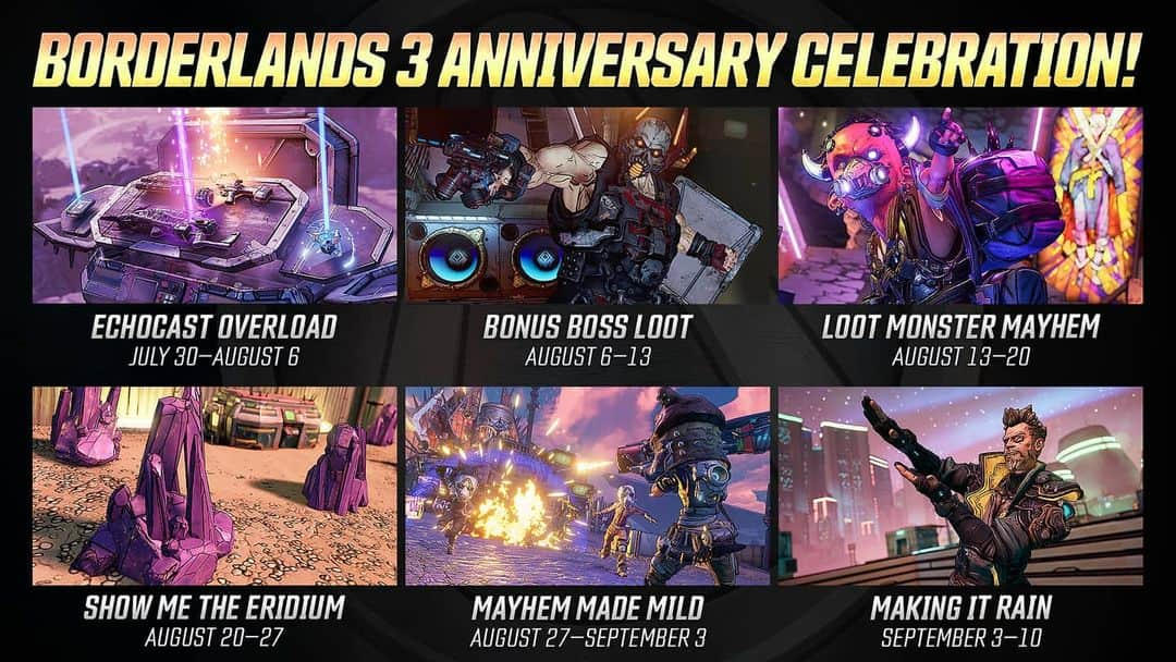 2Kさんのインスタグラム写真 - (2KInstagram)「It's been nearly a year since #Borderlands3 made its big debut on September 13, 2019.   To show our heartfelt appreciation, we're kicking off a @Borderlands 3 Anniversary Celebration on July 30, bringing you a whopping six weeks of mini-events! ... #borderlands3 #borderlands」7月24日 2時58分 - 2k