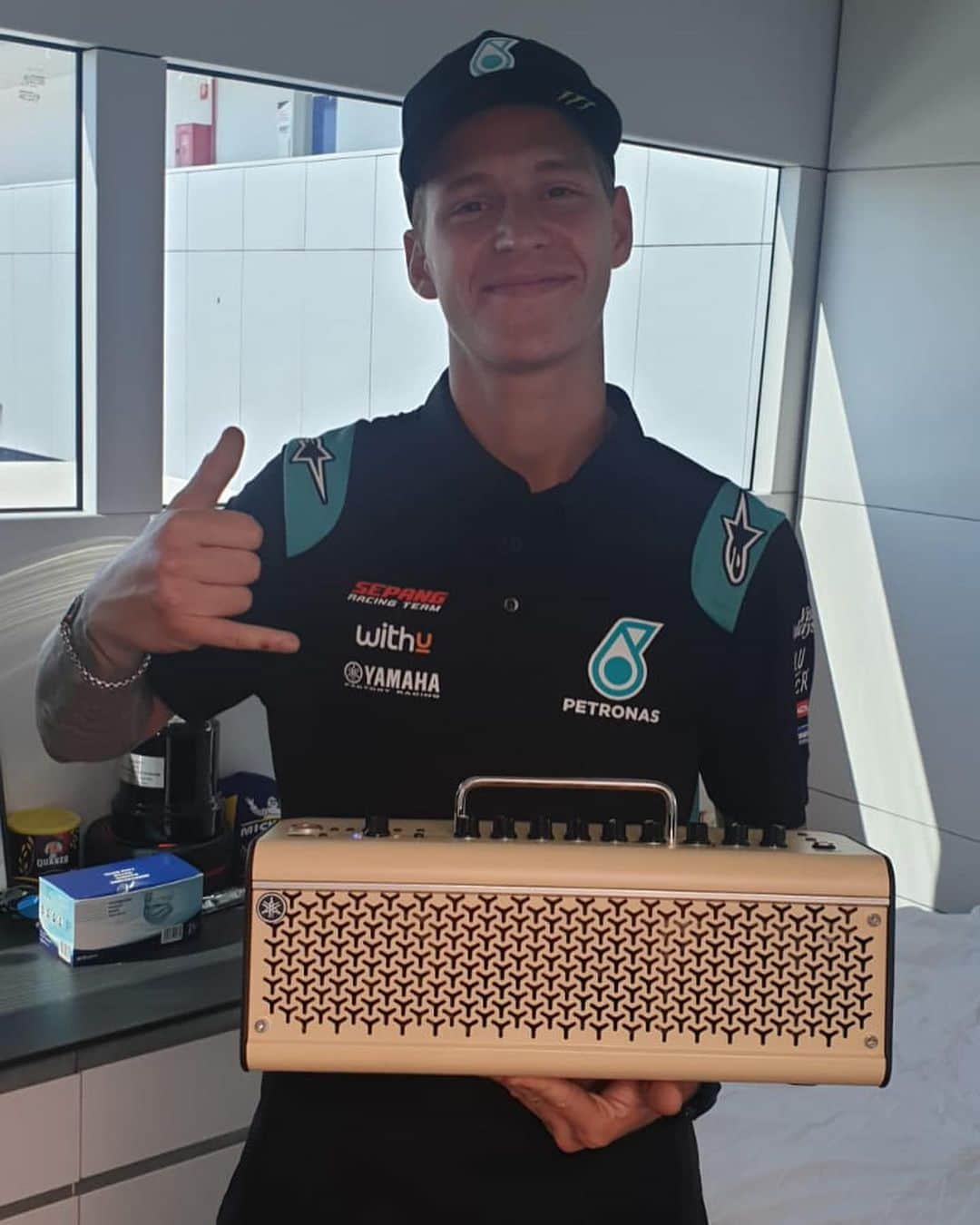 YamahaMotoGPさんのインスタグラム写真 - (YamahaMotoGPInstagram)「‪It’s never silent in the MotoGP paddock thanks to Yamaha Corporation and @yamahamusiceurope’s gifts to the Yamaha teams (a THR-10) and the riders (a THR-30) 📻 🎶‬  ‪@frankymorbido, @fabioquartararo20, @valeyellow46 & @maverick12official are using it to DJ and keep the atmosphere lively 🕺🏼‬  ‪#TwoYamahasOnePassion‬  #Yamaha  #AndaluciaGP」7月24日 3時15分 - yamahamotogp