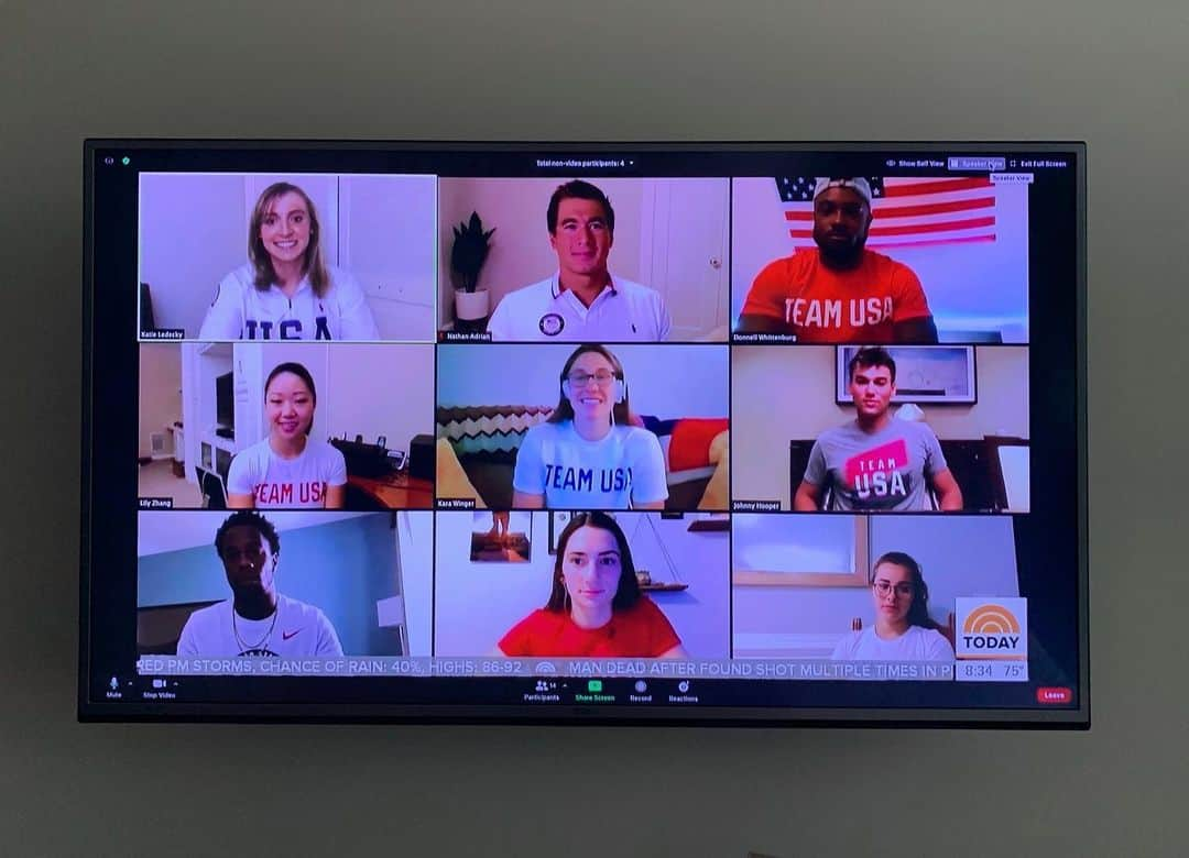 リリー・チャンのインスタグラム：「Really cool to have been (virtually) invited on the @todayshow with these incredible people and athletes to celebrate One Year Out to Tokyo 2021! 🇯🇵🇺🇸 @nathangadrian @katieledecky Also thanks @envizion for actually capturing the moment on TV 😅 #todayshow #olympics #tokyo2021 #teamusa」