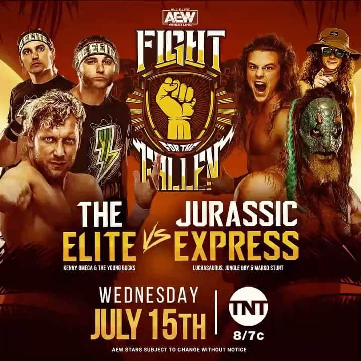 マット・ジャクソンのインスタグラム：「Oh boy. Next week on #AEWDynamite! #theELITE VS Jurassic Express」