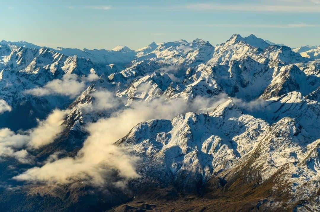 National Geographic Travelさんのインスタグラム写真 - (National Geographic TravelInstagram)「Photo by @michaelclarkphoto  The mountains as seen on a flight from Queenstown to Milford Sound on the South Island of New Zealand. The view out the window on this flight was absolutely mind-boggling. On this short flight we watched the clouds snake up the valleys into the mountains as the light filtered through. This was easily one of the most scenic flights I have ever been on—and that is no small claim, as I have flown in and around many of the world's great mountain ranges. #newzealand」7月9日 13時10分 - natgeotravel