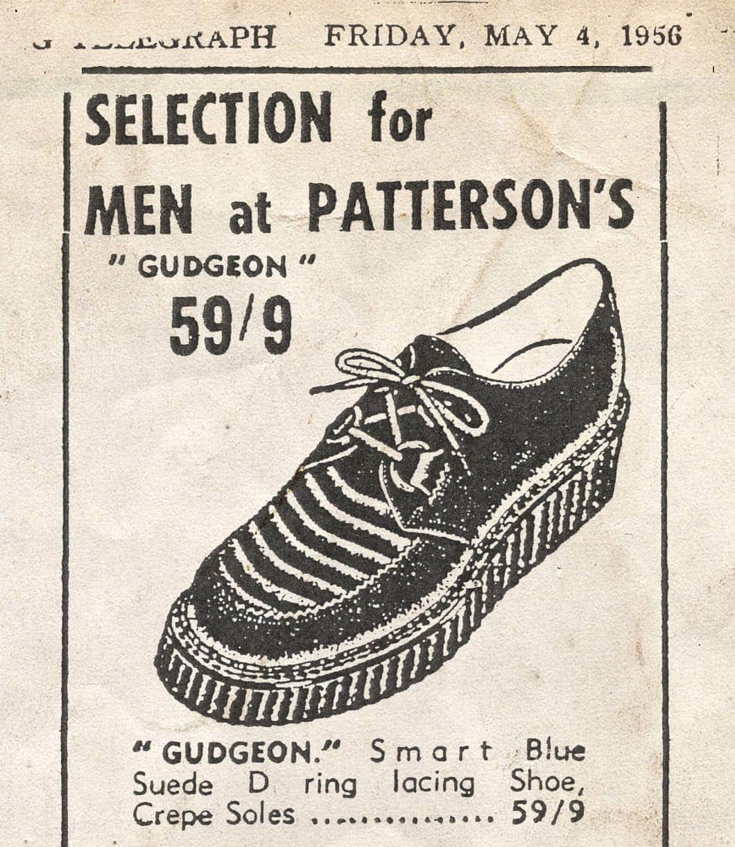 のインスタグラム：「#tbt We are indebted to Derek of @lewisleathers for this find from the Dundee Evening Telegraph dated Friday, May 4, 1956.  Part of advertisement for Wm Patterson & Sons of Overgate. George Hamilton Cox was a keen fisherman and "Gudgeon", with its distinctive Chevron emboss, was one of the family of styles names after freshwater fish. It makes an appearance from time to time, along with its more famous brothers Dace and Dab.」
