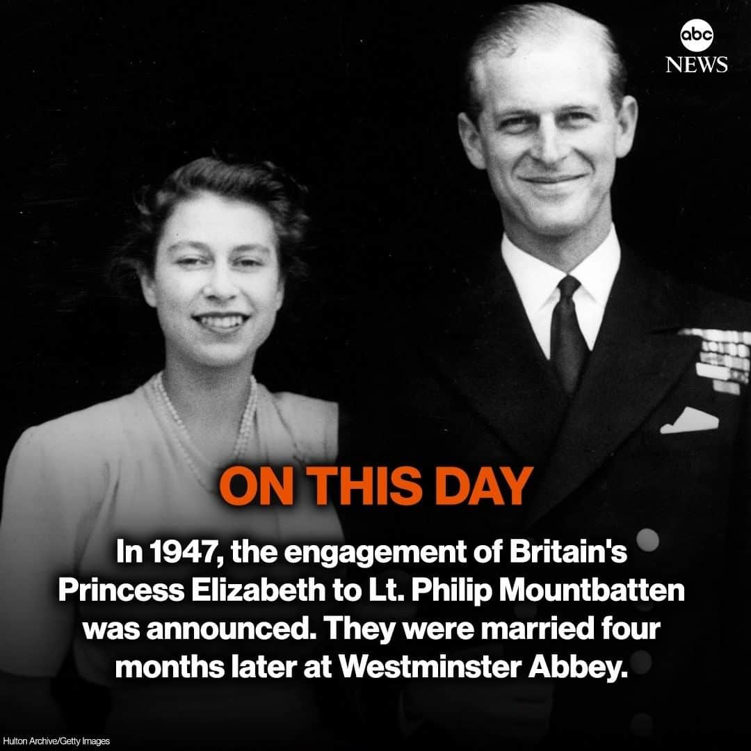 ABC Newsさんのインスタグラム写真 - (ABC NewsInstagram)「ON THIS DAY: In 1947, the engagement of Britain's Princess Elizabeth to Lt. Philip Mountbatten was announced.   They celebrated their 72nd wedding anniversary last year. #queenelizabeth #princephilip #onthisday #royalfamily #britishmonarchy #engagement」7月9日 17時09分 - abcnews