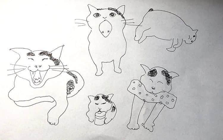 Kachimo Yoshimatsuさんのインスタグラム写真 - (Kachimo YoshimatsuInstagram)「Chokoちゃん　@choko122 が色々なナナクロを描いてくれました。 ありがとうございます。 バーバの痒み止めクリームにあごを乗せてるのが好き。  #うちの猫ら #nanakuro #ナナクロの絵 #ナナクロ #猫 #ねこ #cat #ネコ #catstagram #ネコ部 http://kachimo.exblog.jp」7月9日 18時22分 - kachimo